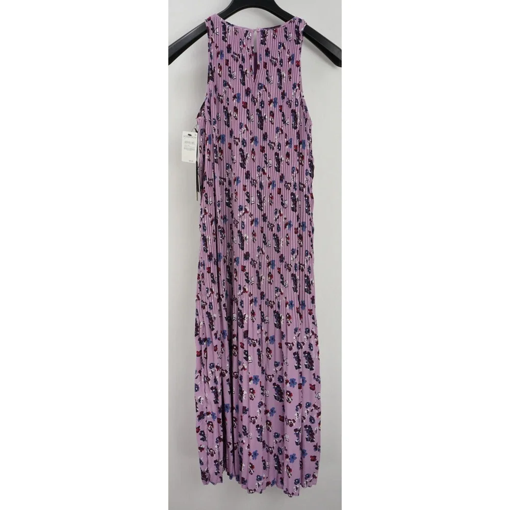 New Halogen(r) Women's Size S Sleeveless Pleated Purple Darota Floral Midi Dress